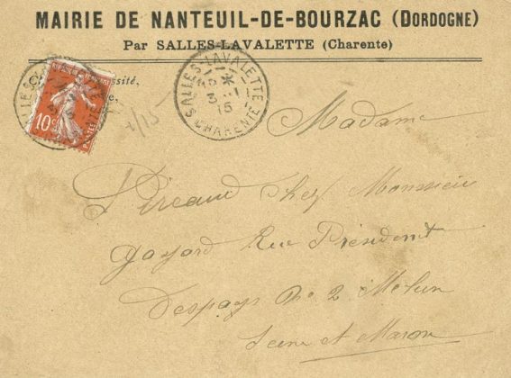 Lettre adressée à Paul Pireaud alors qu’il est stationné à Melun, début 1915