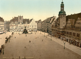 La place du marché de Leipzig vers 1900