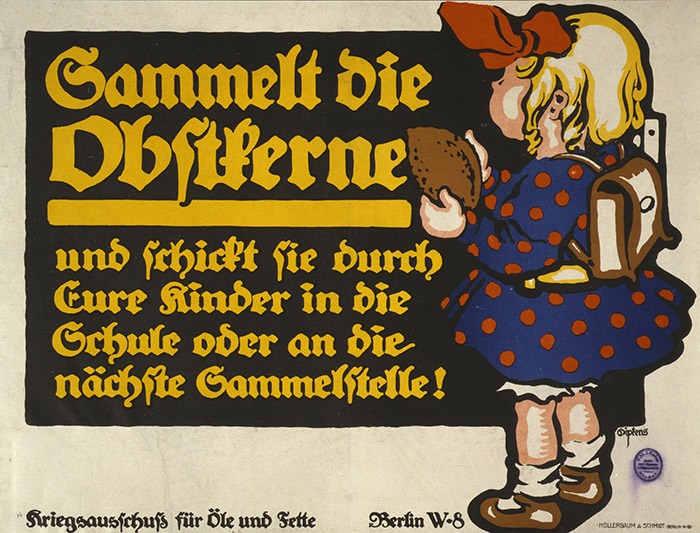 Une affiche allemande invite les enfants à collecter des pépins