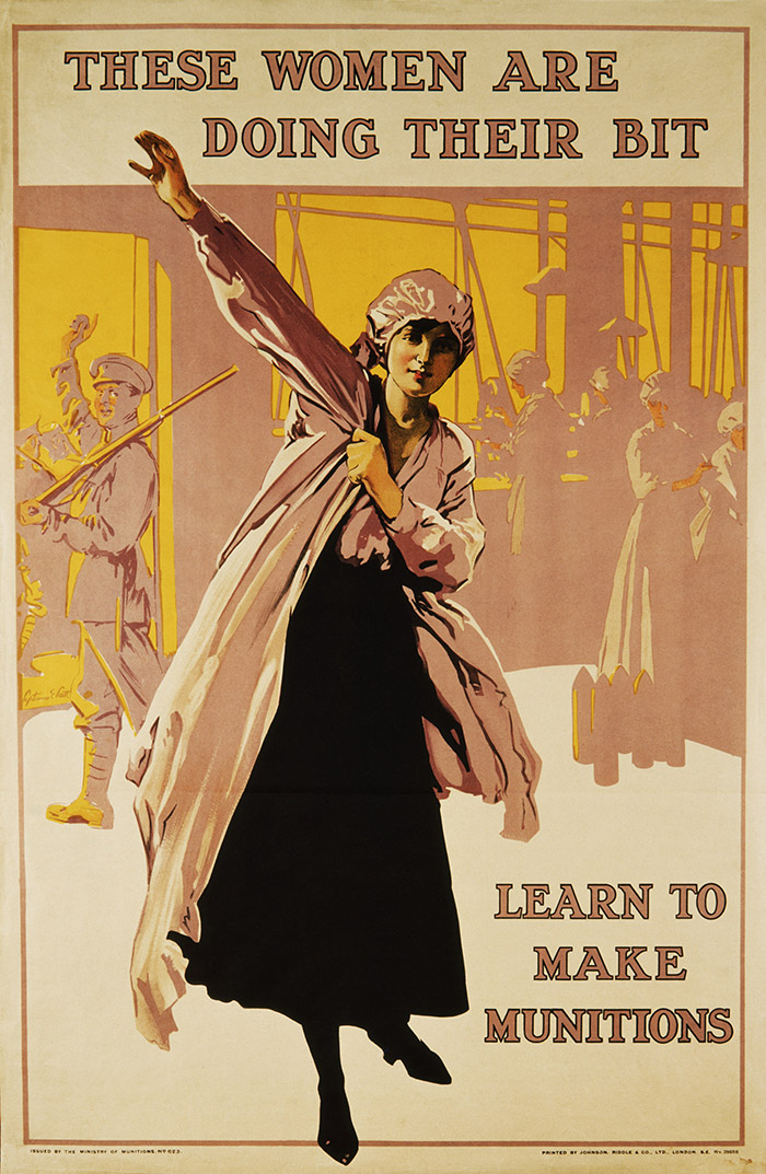 Une affiche britannique invite les femmes à se porter volontaires pour travailler dans les usines d’armement
